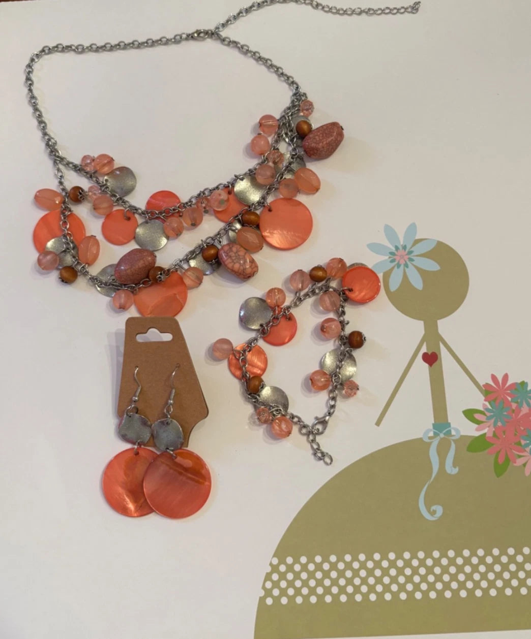 Costume Jewelry Necklace, Bracelet and Earrings