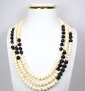 Vintage Carved Bovine Bone Beaded Necklace